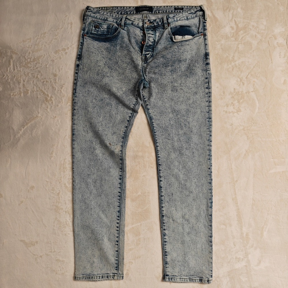 Scotch & Soda Amsterdams Blauw Ralston Slim Acid Wash Jeans Mens 38x34 Blue